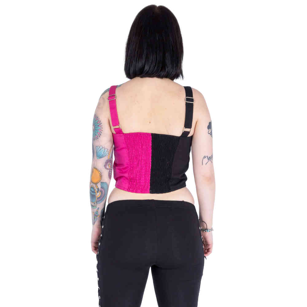 Vixxsin - Manic Crop top - Zwart/Roze